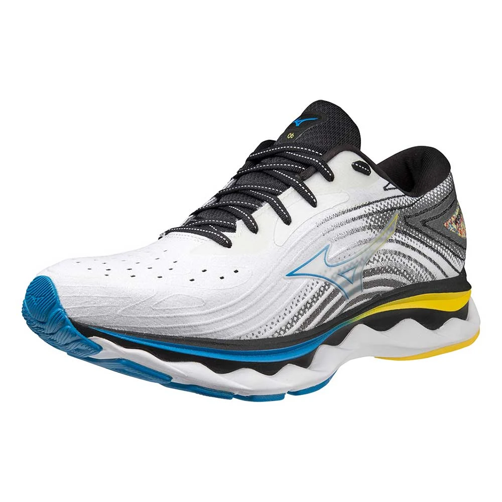 Mizuno Men's Wave Sky 6 Running Shoe - White/Cyber Yellow - Regular (D) - Image 3