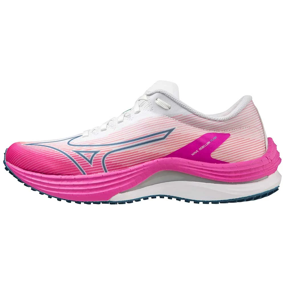 Mizuno Women's Wave Rebellion Flash Running Shoe - White/Silver - Regular (B) - Image 2