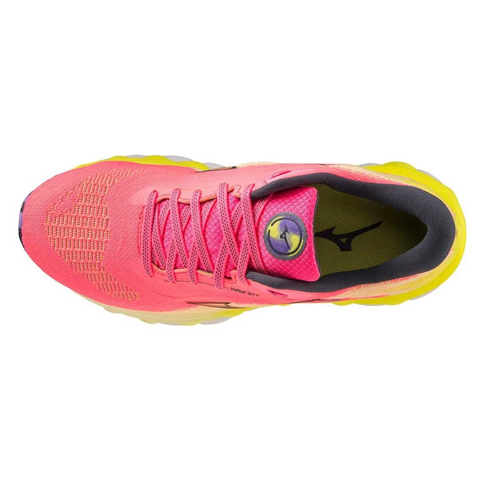 Mizuno Women's Wave Sky 7 Running Shoe - High/Vis Pink/Ombre Blue - Regular (B) - Image 9