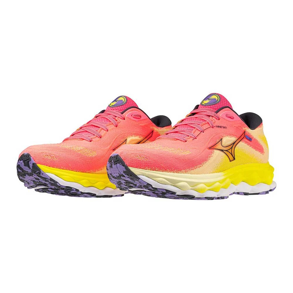 Mizuno Women's Wave Sky 7 Running Shoe - High/Vis Pink/Ombre Blue - Regular (B) - Image 4