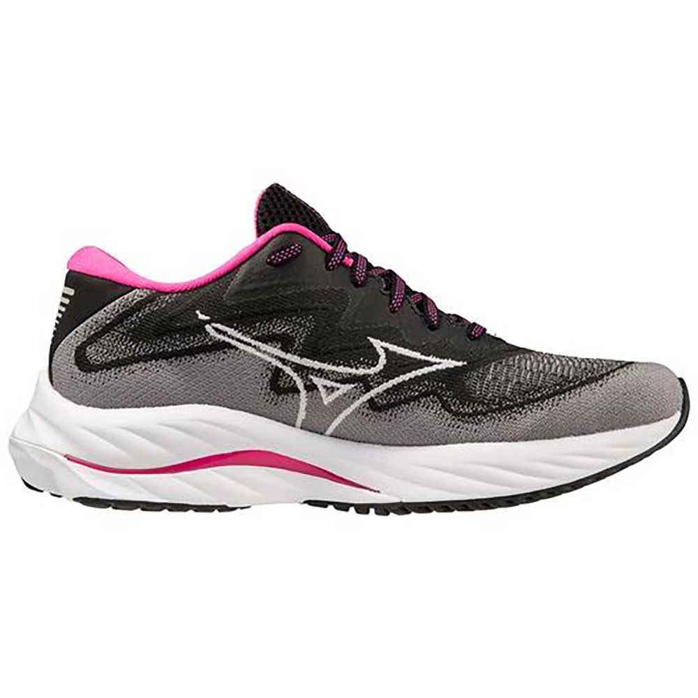 Mizuno Women's Project Zero Wave Rider 27 Running Shoe - Black/White- Regular (B)