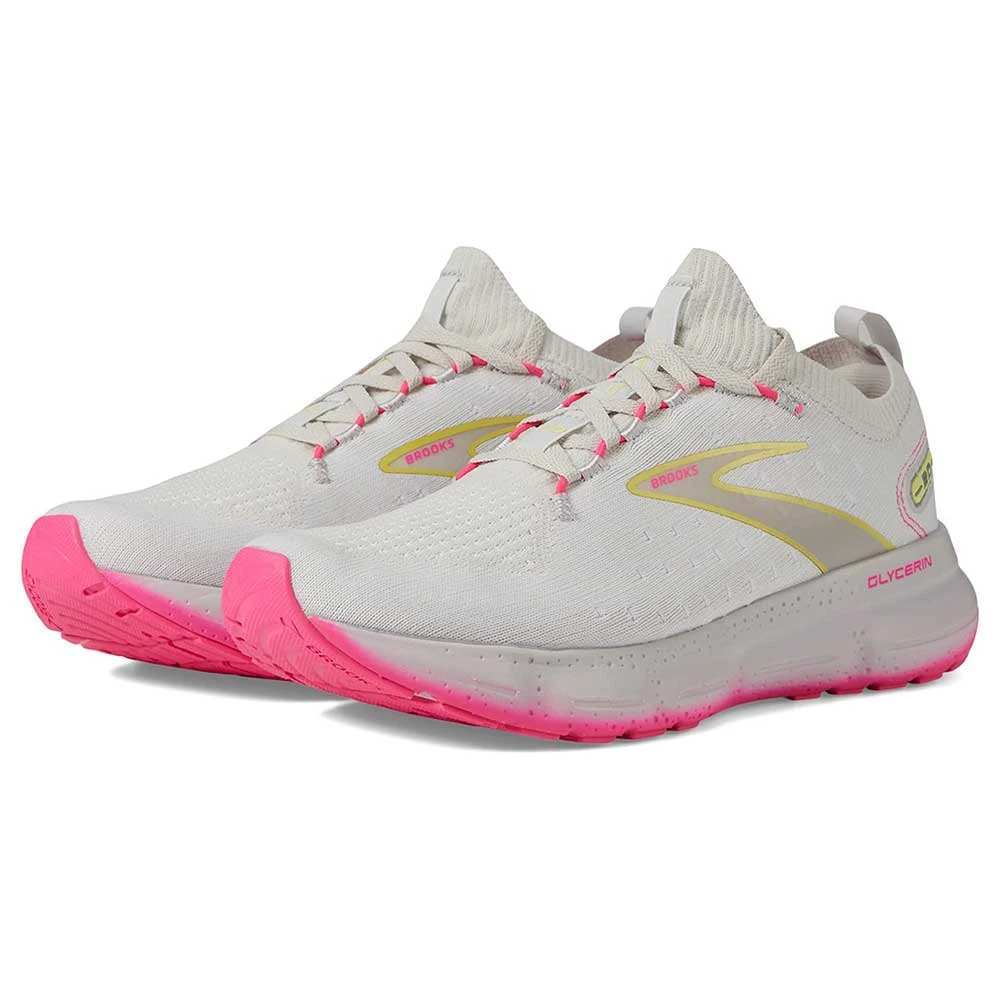 BROOKS Women's Glycerin StealthFit 20 Running Shoe - Grey/Yellow/Pink - Regular (B) - Image 3