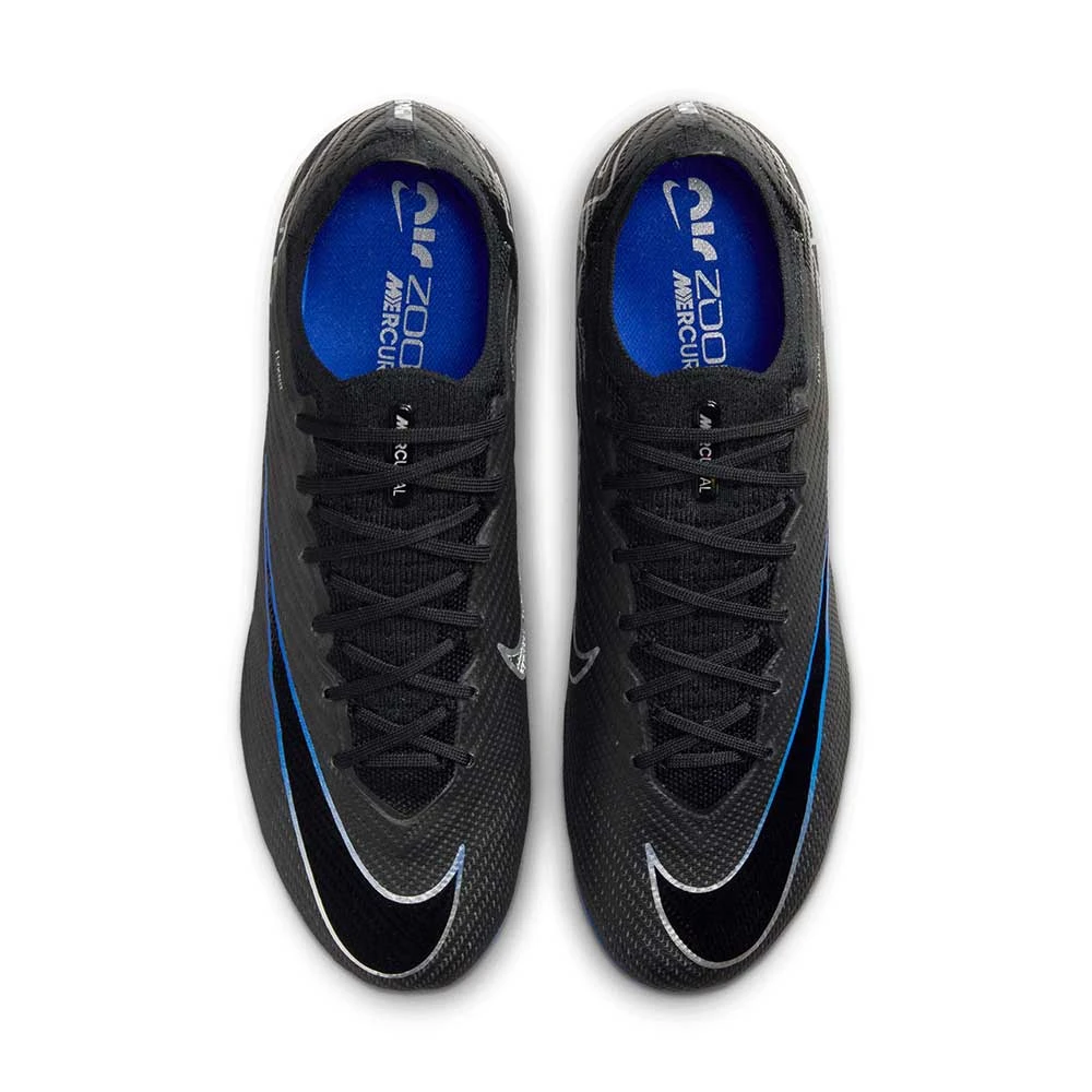 Nike Zoom Mercurial Vapor 15 Elite FG Soccer Cleat- Black/Chrome-Hyper Blue- Regular (D) - Image 6