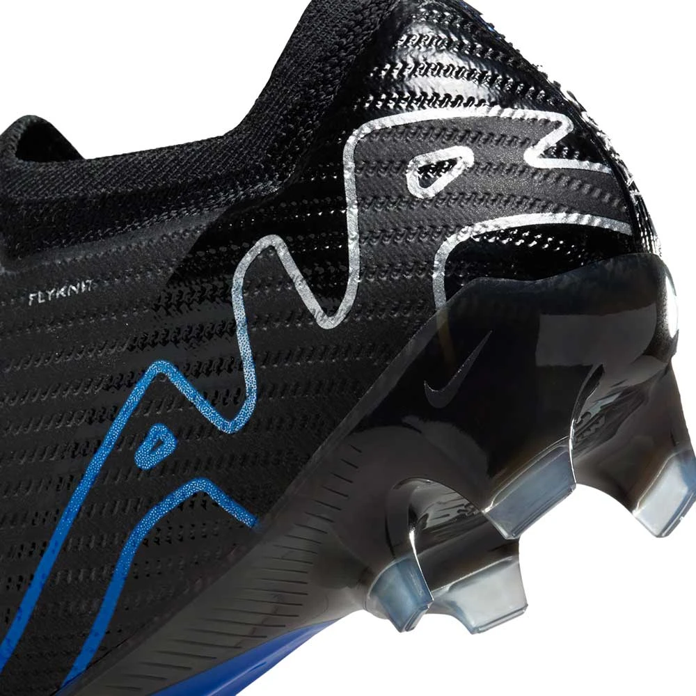 Nike Zoom Mercurial Vapor 15 Elite FG Soccer Cleat- Black/Chrome-Hyper Blue- Regular (D) - Image 5