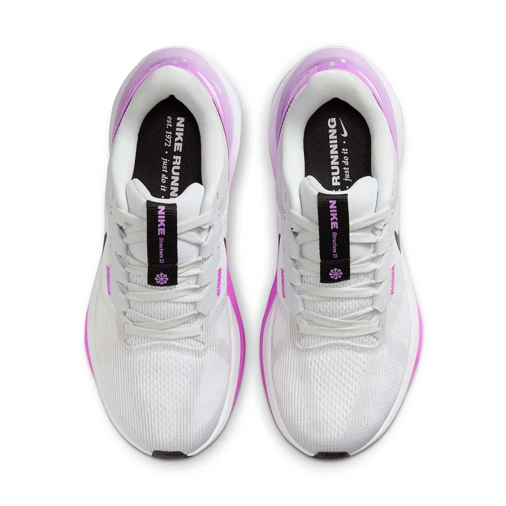 Women's Nike Air Zoom Structure 25 Running Shoe - White/Black-Pure Platinum-Fuchsia Dream- Regular (B) - Image 4