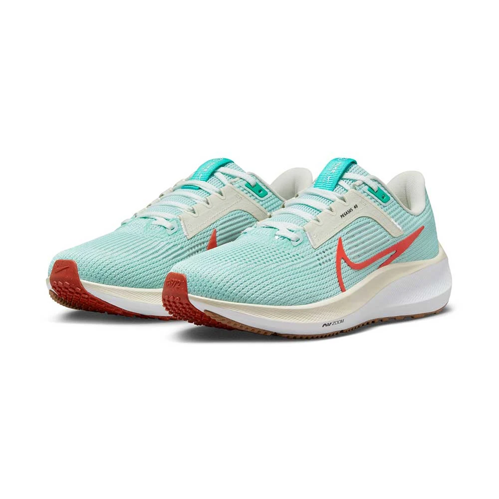 Women's Nike Air Zoom Pegasus 40 Running Shoe - Jade Ice/Picante Red-White-Sea Glass- Regular (B) - Image 2