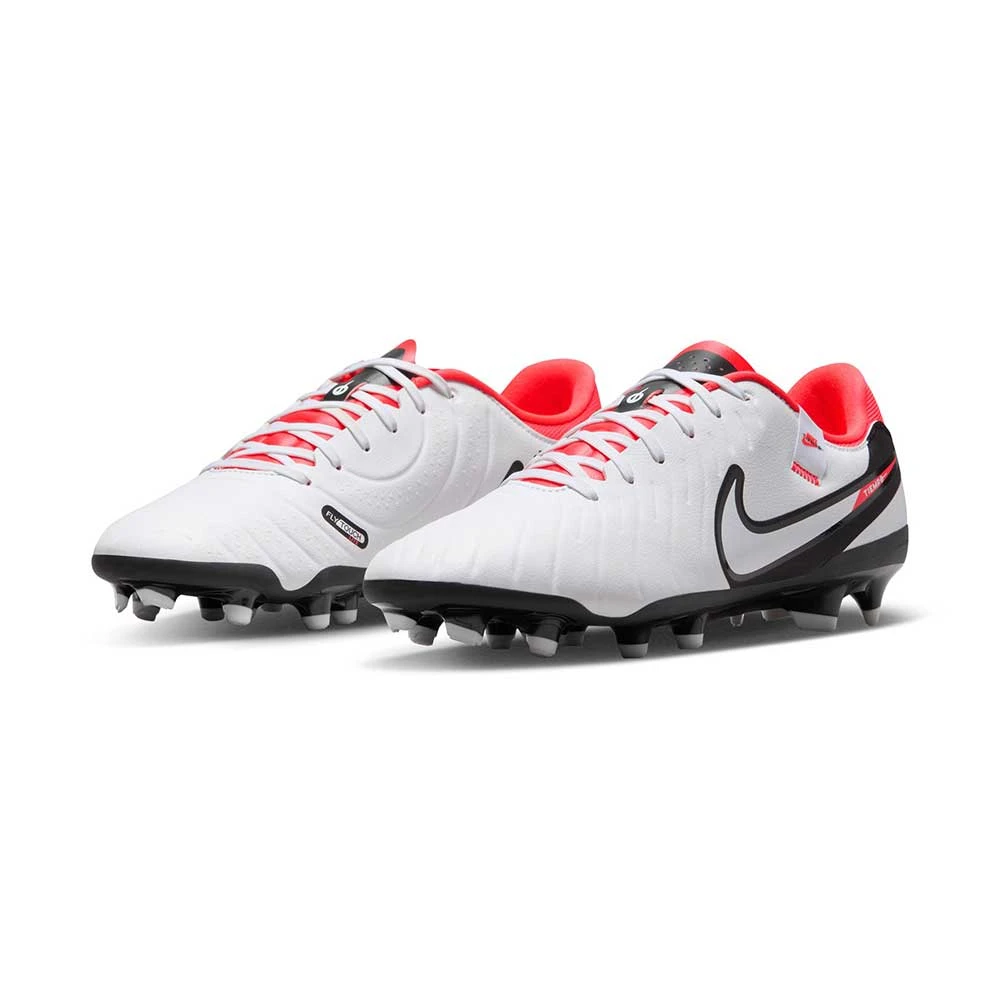 Nike Tiempo Legend 10 Academy MG Soccer Cleat - White/Black-Bright Crimson- Regular (D) - Image 3