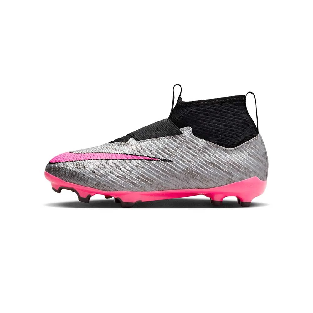Youth Nike Jr. Zoom Mercurial Superfly 9 Pro XXV FG Soccer Cleats - Metallic Silver/Hyper Pink - Regular (D) - Image 3