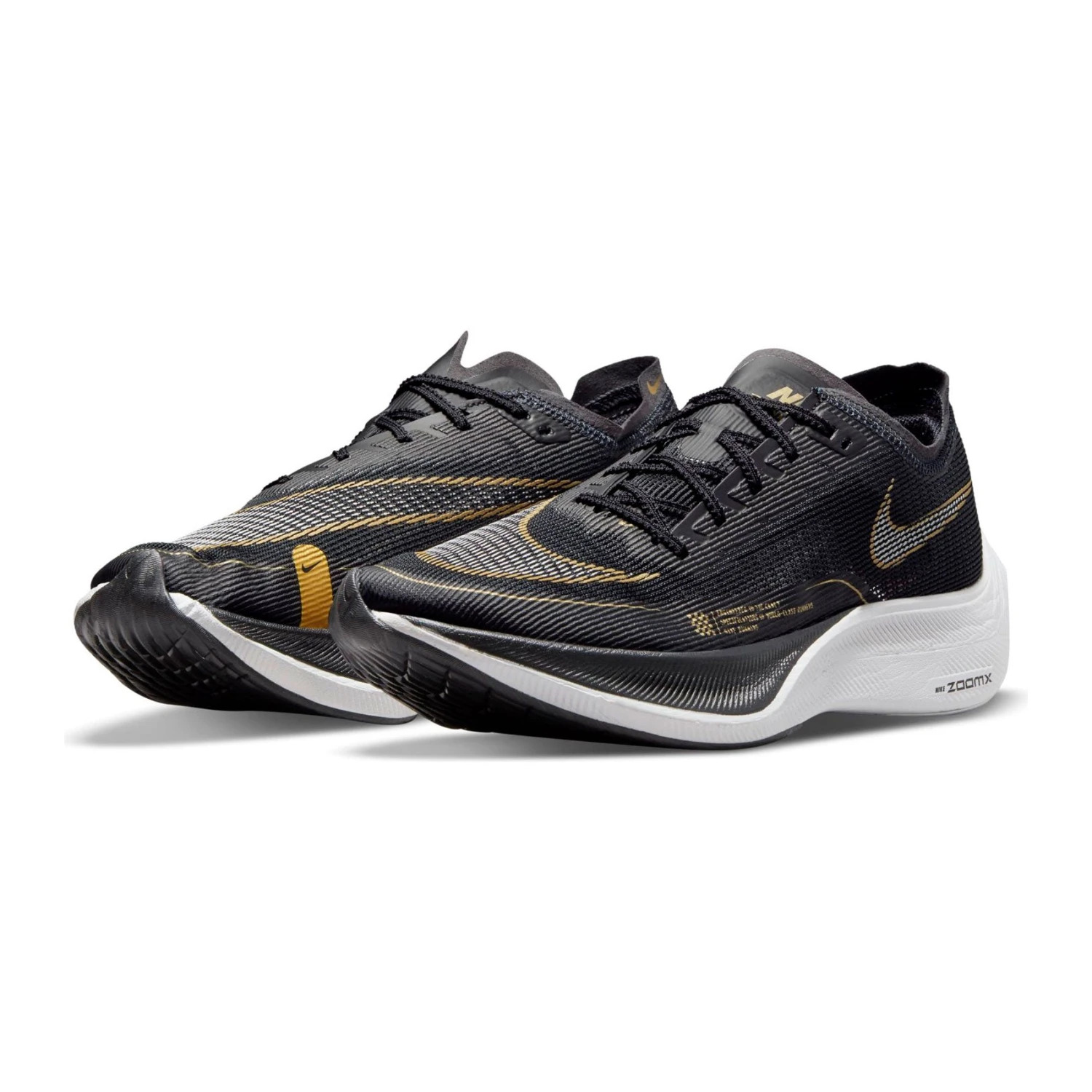 Nike Men's ZoomX Vaporfly Next % 2 Racing Shoe - Black/White/Metallic Gold Coin - Regular (D) - Image 4
