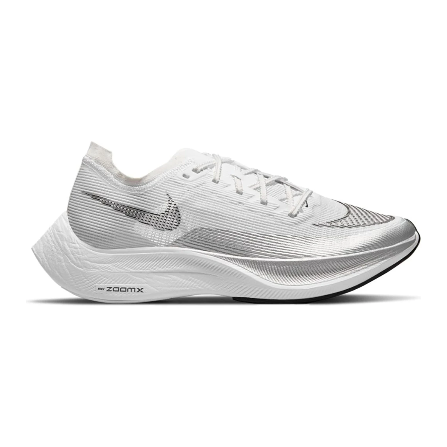 Nike Women's ZoomX Vaporfly Next% 2 Running Shoe - White/Black-Metallic Silver - Regular (B)