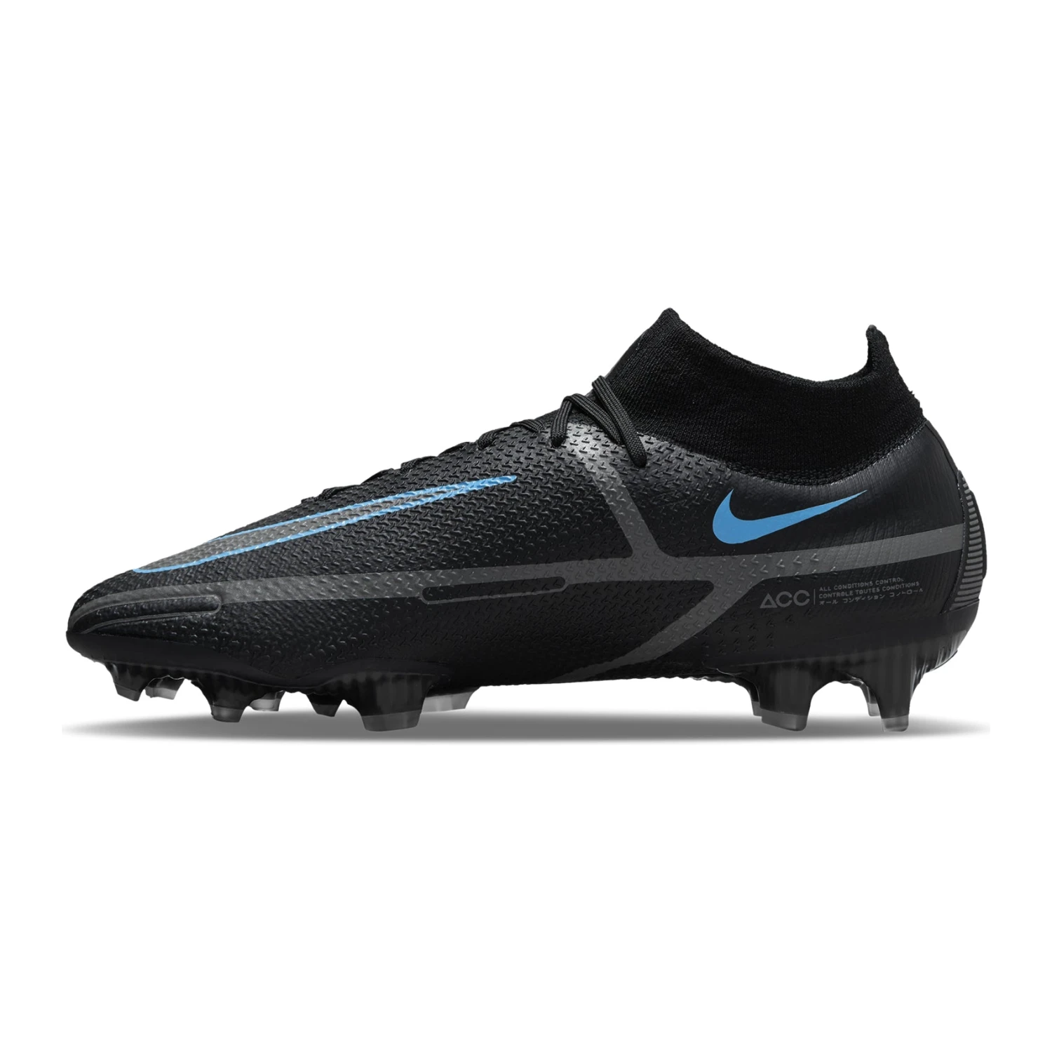 Nike Unisex Phantom GT2 Elite FG Soccer Shoe - Black/Black/Iron Grey - Image 2
