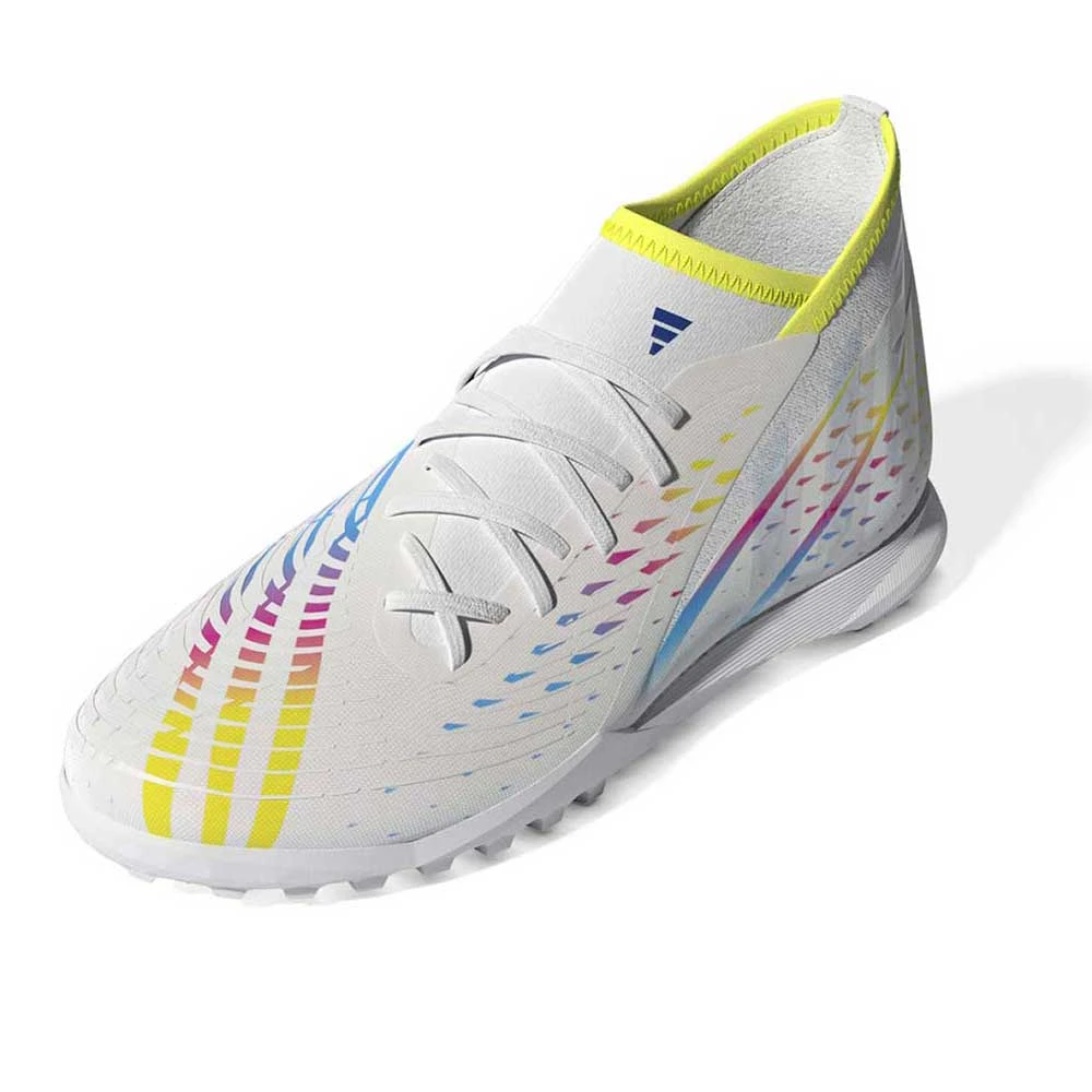 ADIDAS Unisex Predator Edge .3 TF Soccer Shoe - Ftwr White/Solar Yellow/Powder Blue - Regular (D) - Image 2