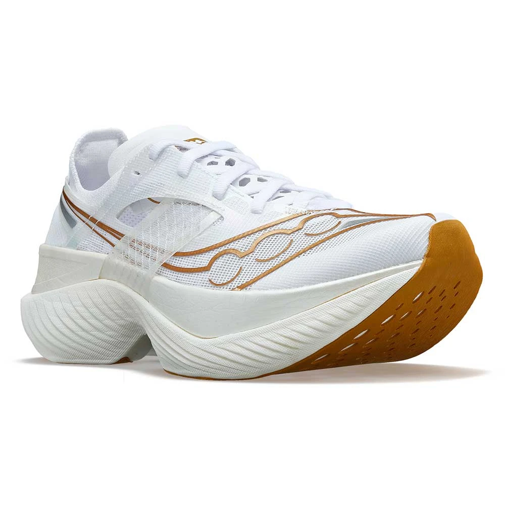 Saucony Women's Endorphin Elite Running Shoe- White/Gold- Regular (B) - Image 2