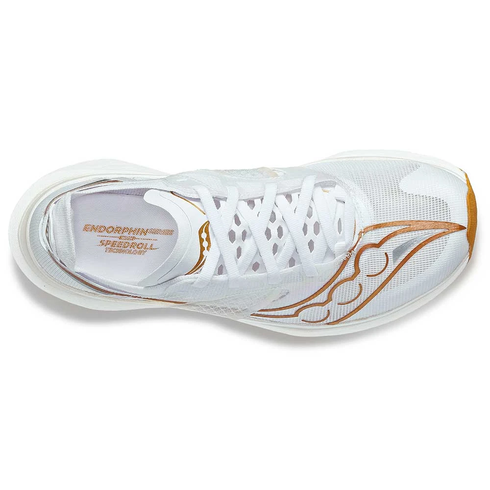 Saucony Men's Endorphin Elite Running Shoe - White/Gold- Regular (D) - Image 4