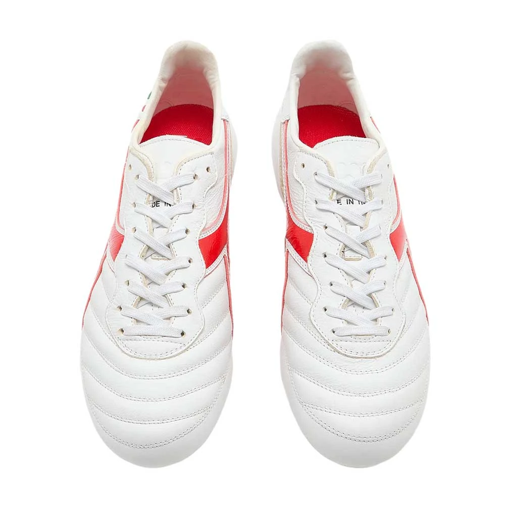 Diadora Men's Brasil Italy OG Lt+ FG Soccer Shoe - White/Milano Red - Image 2