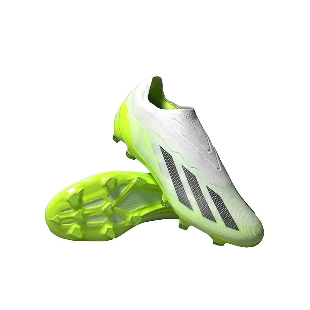 ADIDAS Unisex X Crazyfast .1 Laceless FG Soccer Cleat - Cloud White / Core Black / Lucid Lemon - Regular (D) - Image 2