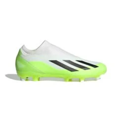 ADIDAS Unisex X Crazyfast .3 Laceless FG Soccer Cleat - Cloud White / Core Black / Lucid Lemon- Regular (D)