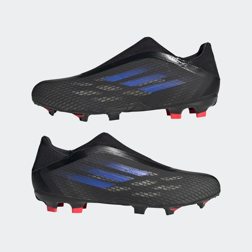 ADIDAS Unisex X Speedflow .3 Laceless FG Soccer Shoe - Black/Sonic Ink/Solar Yellow - Image 9