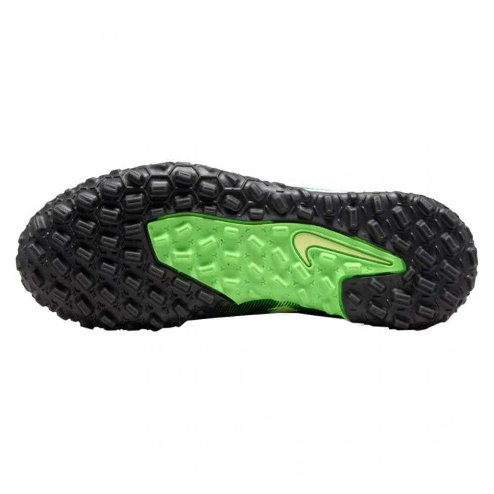 Nike JR Phantom GT2 DF SW TF Soccer Shoe - Black/Mtlc Platinum/Green Strike - Image 7