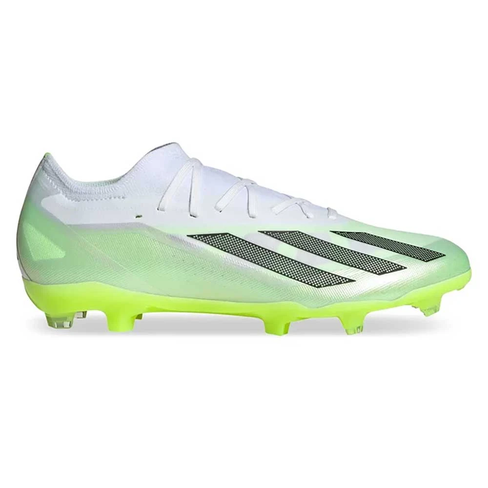 Unisex Adidas X CRAZYFAST.2 FG Soccer Shoe - White, Core Black, Lucid Lemon - Regular (D)